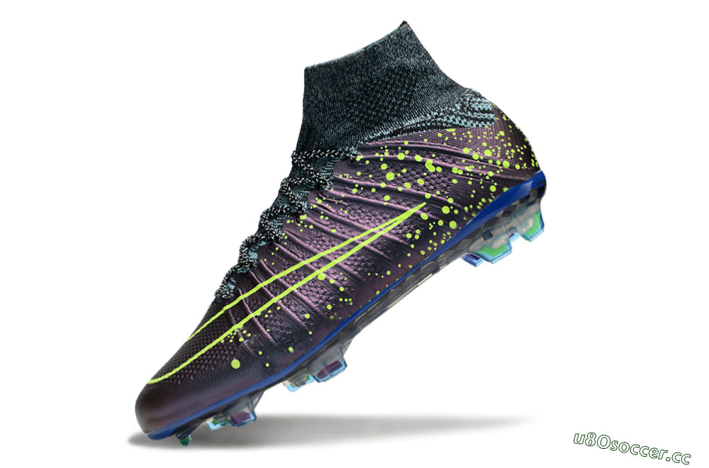 Men's Nike Mercurial Superfly 4 Elite FG Firm Ground High-Tops Football Boots - Purple/Yellow/Blue 5