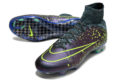 Men's Nike Mercurial Superfly 4 Elite FG Firm Ground High-Tops Football Boots - Purple/Yellow/Blue
