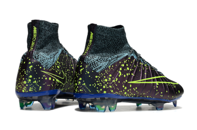 Men's Nike Mercurial Superfly 4 Elite FG Firm Ground High-Tops Football Boots - Purple/Yellow/Blue