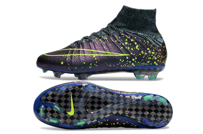 Men's Nike Mercurial Superfly 4 Elite FG Firm Ground High-Tops Football Boots - Purple/Yellow/Blue