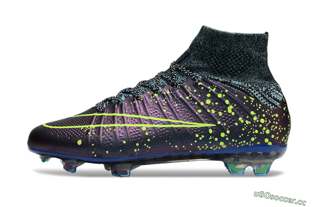 Men's Nike Mercurial Superfly 4 Elite FG Firm Ground High-Tops Football Boots - Purple/Yellow/Blue 0