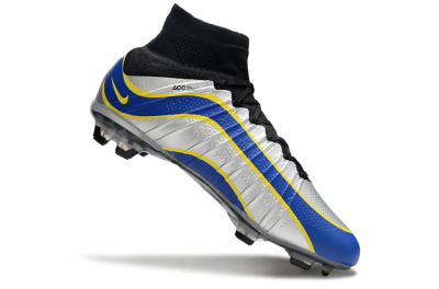 Men's Nike Mercurial Superfly 4 Elite FG Firm Ground High-Tops Football Boots - Silver/Yellow/Blue
