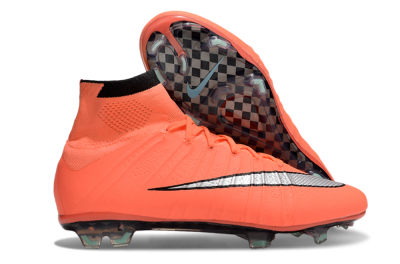Men's Nike Mercurial Superfly 4 Elite FG Firm Ground High-Tops Football Boots - Red/Silver/Black