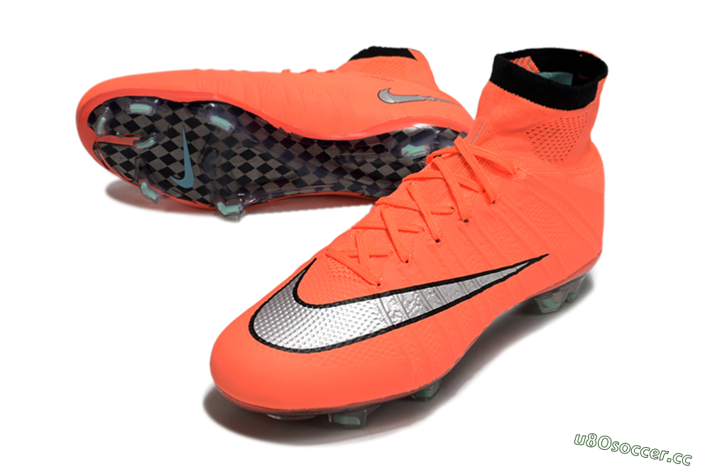 Men's Nike Mercurial Superfly 4 Elite FG Firm Ground High-Tops Football Boots - Red/Silver/Black 3