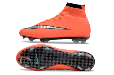 Men's Nike Mercurial Superfly 4 Elite FG Firm Ground High-Tops Football Boots - Red/Silver/Black