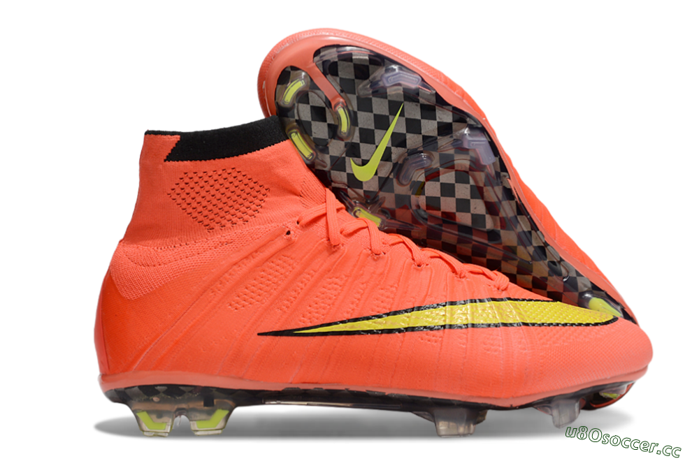 Men's Nike Mercurial Superfly 4 Elite FG Firm Ground High-Tops Football Boots - Red/Black/Yellow 2