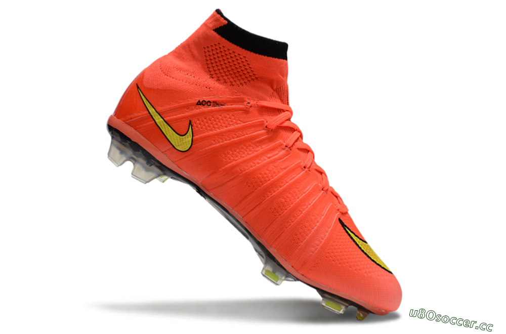 Men's Nike Mercurial Superfly 4 Elite FG Firm Ground High-Tops Football Boots - Red/Black/Yellow 4