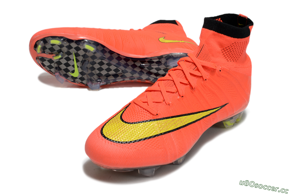 Men's Nike Mercurial Superfly 4 Elite FG Firm Ground High-Tops Football Boots - Red/Black/Yellow 3