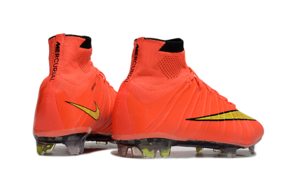 Men's Nike Mercurial Superfly 4 Elite FG Firm Ground High-Tops Football Boots - Red/Black/Yellow
