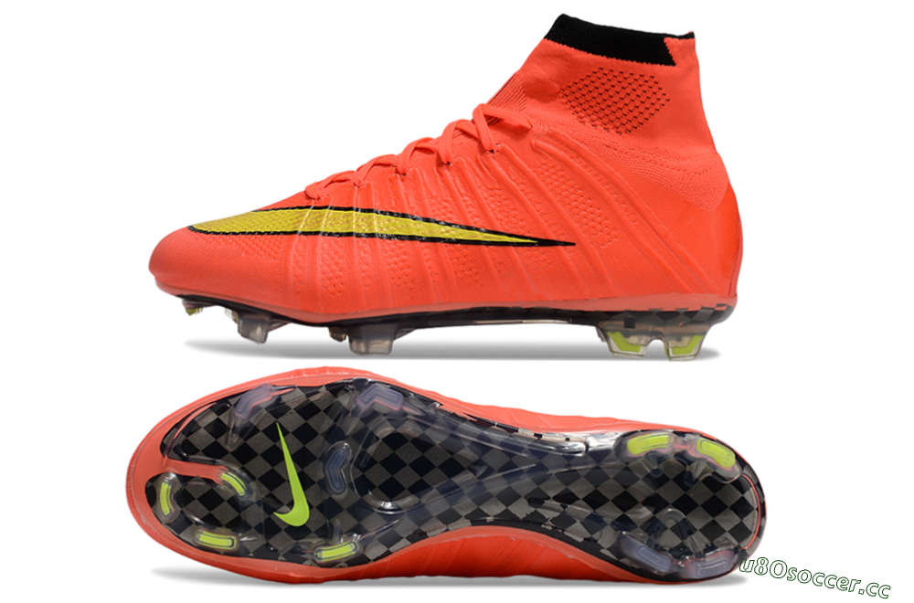 Men's Nike Mercurial Superfly 4 Elite FG Firm Ground High-Tops Football Boots - Red/Black/Yellow 1