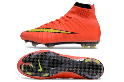 Men's Nike Mercurial Superfly 4 Elite FG Firm Ground High-Tops Football Boots - Red/Black/Yellow
