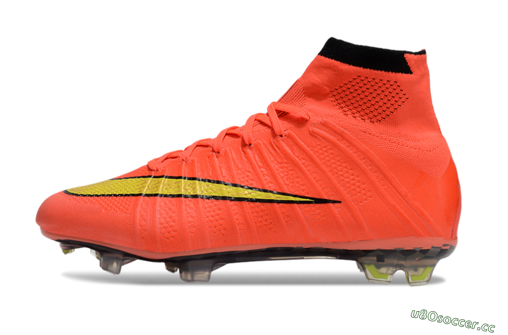 Men's Nike Mercurial Superfly 4 Elite FG Firm Ground High-Tops Football Boots - Red/Black/Yellow 0
