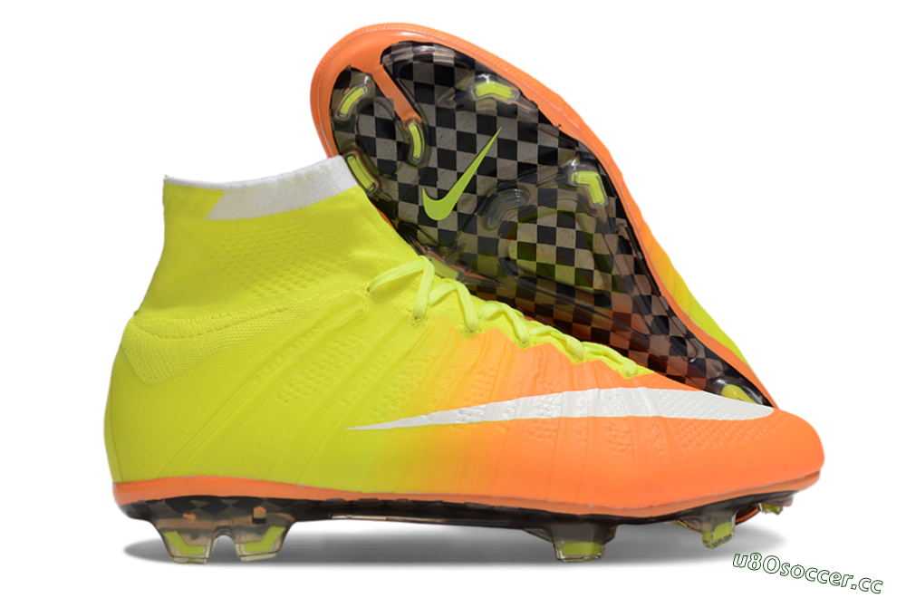 Men's Nike Mercurial Superfly 4 Elite FG Firm Ground High-Tops Football Boots - Yellow/White/Orange 2