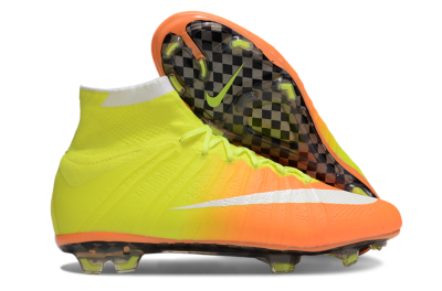 Men's Nike Mercurial Superfly 4 Elite FG Firm Ground High-Tops Football Boots - Yellow/White/Orange