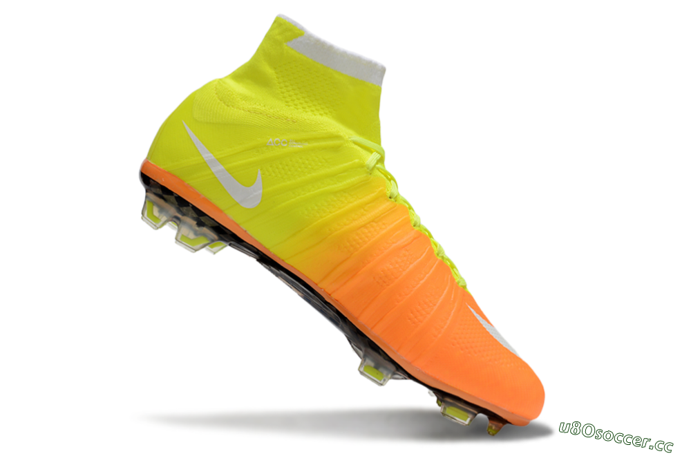 Men's Nike Mercurial Superfly 4 Elite FG Firm Ground High-Tops Football Boots - Yellow/White/Orange 4