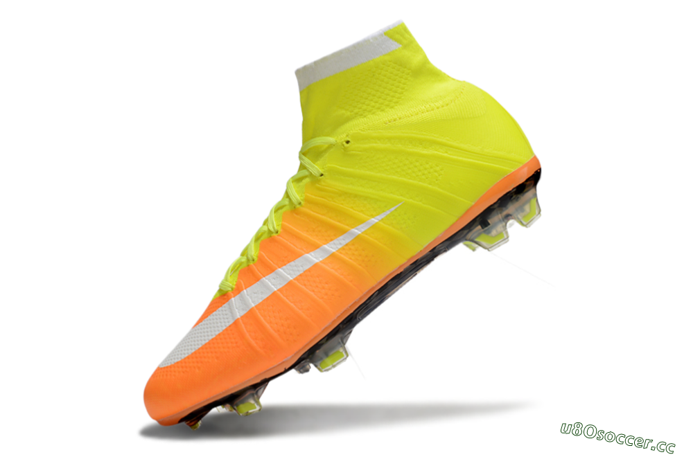 Men's Nike Mercurial Superfly 4 Elite FG Firm Ground High-Tops Football Boots - Yellow/White/Orange 5