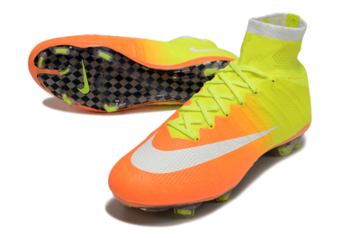 Men's Nike Mercurial Superfly 4 Elite FG Firm Ground High-Tops Football Boots - Yellow/White/Orange