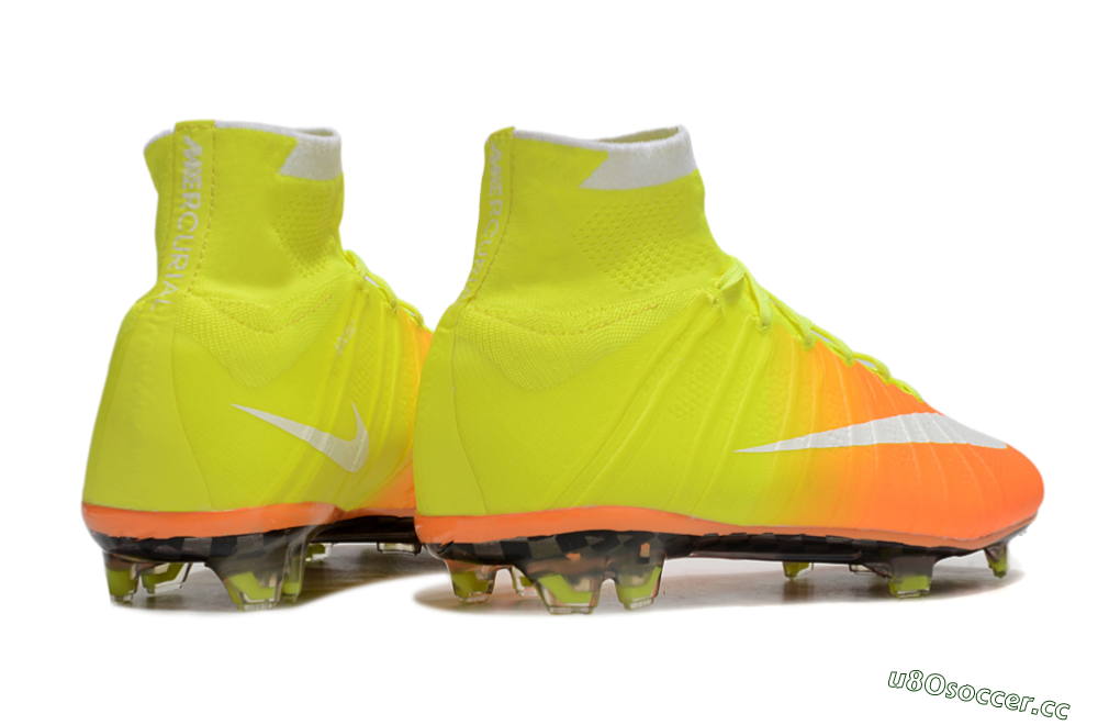Men's Nike Mercurial Superfly 4 Elite FG Firm Ground High-Tops Football Boots - Yellow/White/Orange 6
