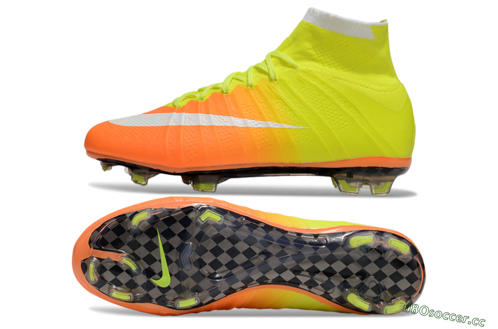 Men's Nike Mercurial Superfly 4 Elite FG Firm Ground High-Tops Football Boots - Yellow/White/Orange 1