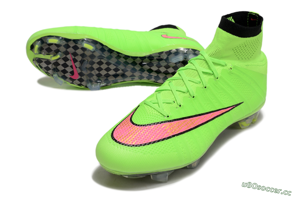 Men's Nike Mercurial Superfly 4 Elite FG Firm Ground High-Tops Football Boots - Yellow/Black/Pink 3