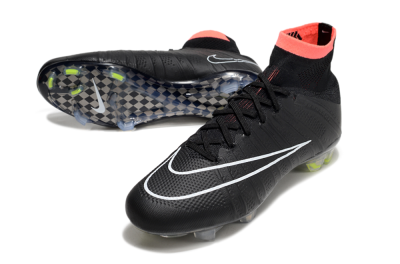 Men's Nike Mercurial Superfly 4 Elite FG Firm Ground High-Tops Football Boots - Black/Pink/White