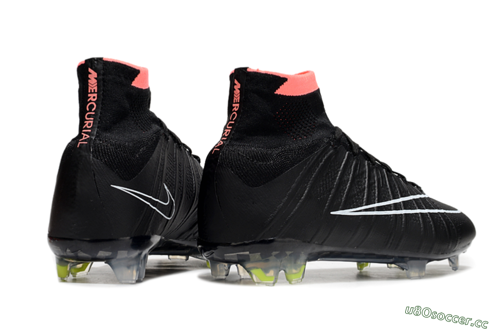 Men's Nike Mercurial Superfly 4 Elite FG Firm Ground High-Tops Football Boots - Black/Pink/White 6