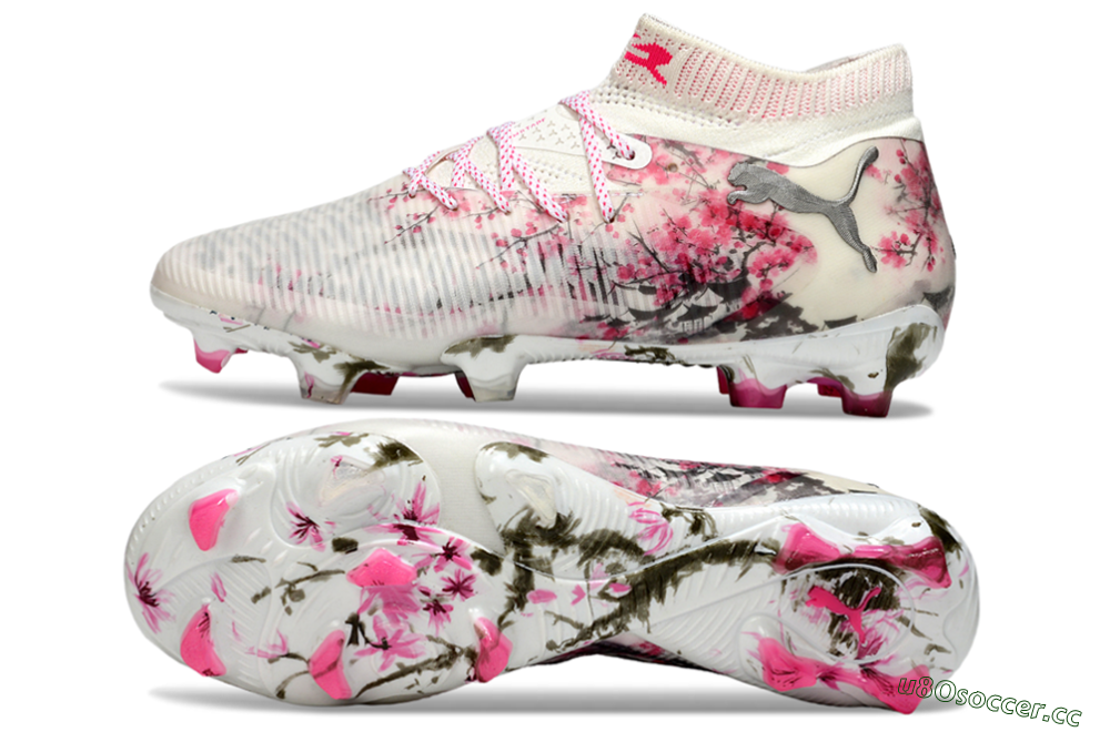 Men's Puma Future 8 Ultimate FG Firm Ground Low-Tops Football Boots - Beige/Pink/Brown 1