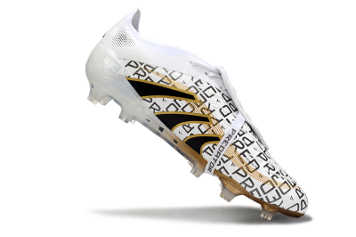 Men's Adidas Predator 25 Elite Foldover Tongue FG Firm Ground Low-Tops Football Boots - White/Black/Gold