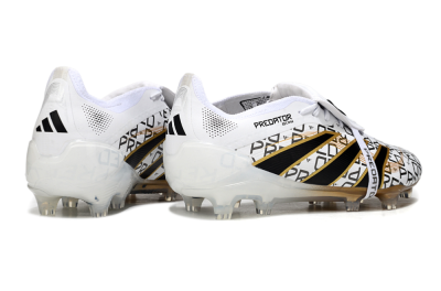 Men's Adidas Predator 25 Elite Foldover Tongue FG Firm Ground Low-Tops Football Boots - White/Black/Gold