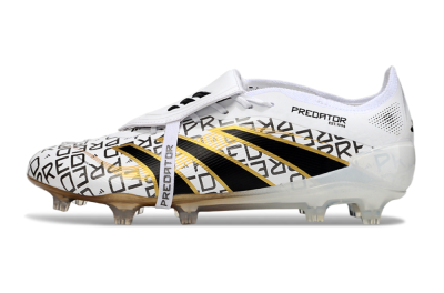 Men's Adidas Predator 25 Elite Foldover Tongue FG Firm Ground Low-Tops Football Boots - White/Black/Gold