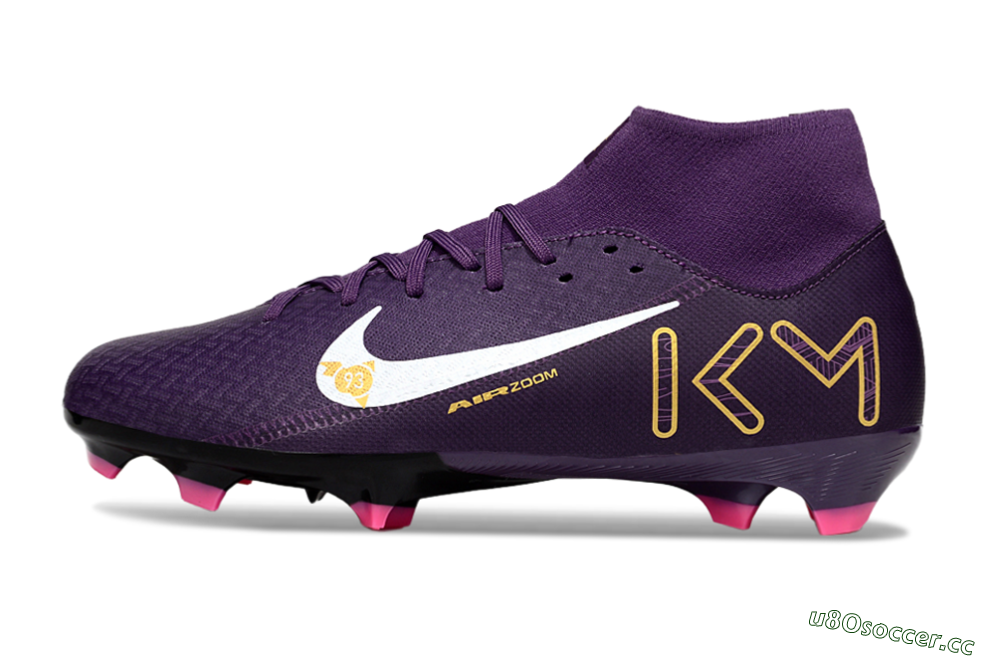 Men's Nike Air Zoom Mercurial Superfly 10 Elite FG Firm Ground High-Tops Football Boots - Purple/White/Gold 0