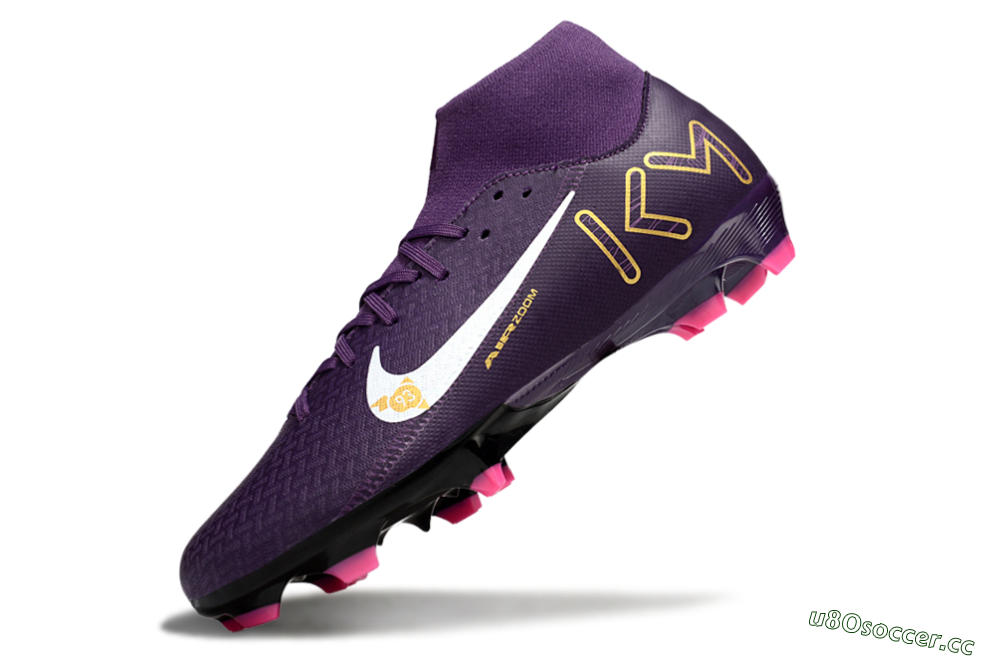 Men's Nike Air Zoom Mercurial Superfly 10 Elite FG Firm Ground High-Tops Football Boots - Purple/White/Gold 5