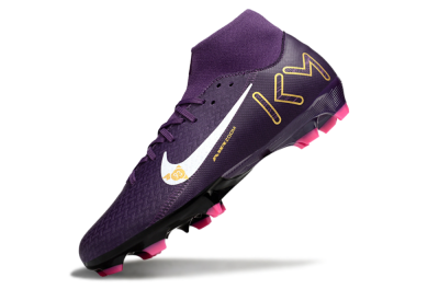 Men's Nike Air Zoom Mercurial Superfly 10 Elite FG Firm Ground High-Tops Football Boots - Purple/White/Gold