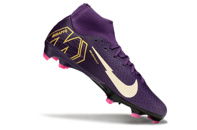 Men's Nike Air Zoom Mercurial Superfly 10 Elite FG Firm Ground High-Tops Football Boots - Purple/White/Gold