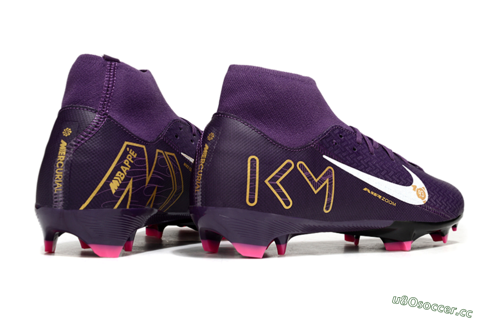 Men's Nike Air Zoom Mercurial Superfly 10 Elite FG Firm Ground High-Tops Football Boots - Purple/White/Gold 6