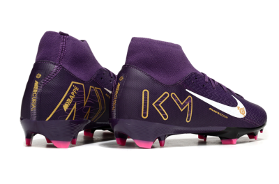 Men's Nike Air Zoom Mercurial Superfly 10 Elite FG Firm Ground High-Tops Football Boots - Purple/White/Gold