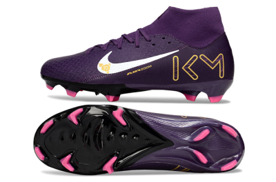 Men's Nike Air Zoom Mercurial Superfly 10 Elite FG Firm Ground High-Tops Football Boots - Purple/White/Gold