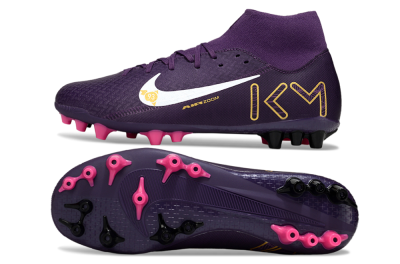 Men's Nike Air Zoom Mercurial Superfly 10 Elite AG Artificial Grass High-Tops Football Boots - Purple/White/Gold