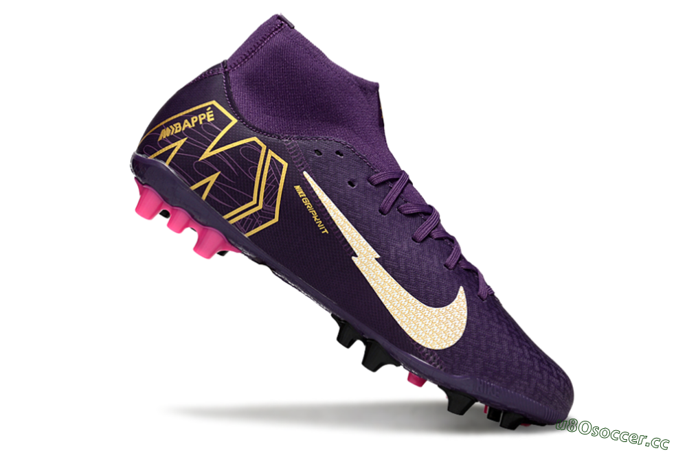 Men's Nike Air Zoom Mercurial Superfly 10 Elite AG Artificial Grass High-Tops Football Boots - Purple/White/Gold 4