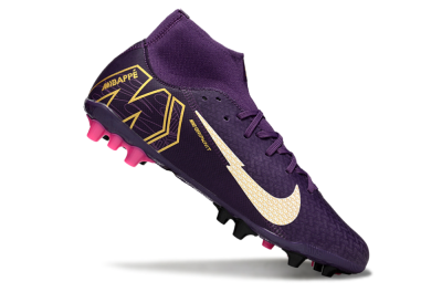 Men's Nike Air Zoom Mercurial Superfly 10 Elite AG Artificial Grass High-Tops Football Boots - Purple/White/Gold