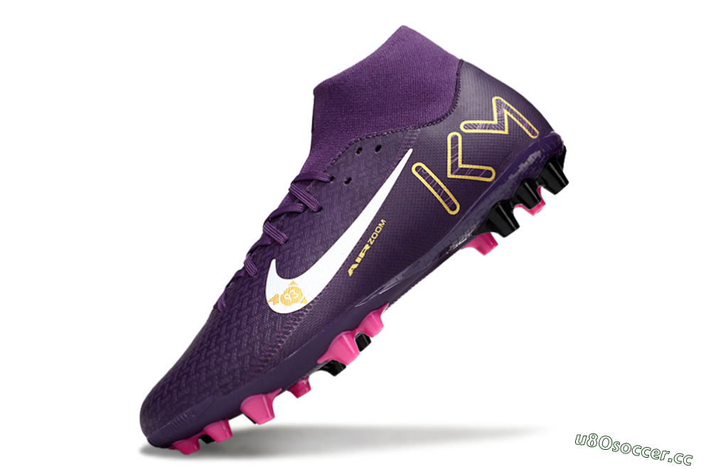 Men's Nike Air Zoom Mercurial Superfly 10 Elite AG Artificial Grass High-Tops Football Boots - Purple/White/Gold 5