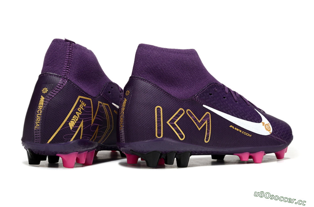 Men's Nike Air Zoom Mercurial Superfly 10 Elite AG Artificial Grass High-Tops Football Boots - Purple/White/Gold 6