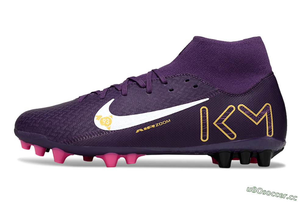 Men's Nike Air Zoom Mercurial Superfly 10 Elite AG Artificial Grass High-Tops Football Boots - Purple/White/Gold 0