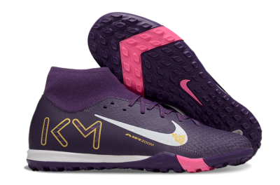 Men's Nike Air Zoom Mercurial Superfly 10 Elite TF Artificial Turf High-Tops Football Shoes - Purple/White/Gold