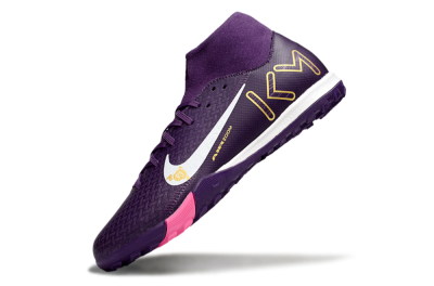 Men's Nike Air Zoom Mercurial Superfly 10 Elite TF Artificial Turf High-Tops Football Shoes - Purple/White/Gold
