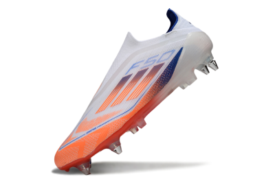 Men's Adidas F50 Elite Laceless SG Soft Ground Low-Tops Football Boots - White/Red/Blue