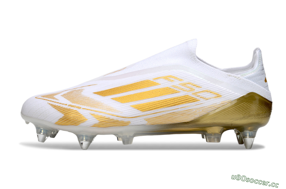 Men's Adidas F50 Elite Laceless SG Soft Ground Low-Tops Football Boots - White/Gold 0