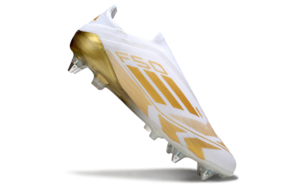 Men's Adidas F50 Elite Laceless SG Soft Ground Low-Tops Football Boots - White/Gold