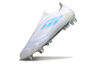 Men's Adidas F50 Elite Laceless SG Soft Ground Low-Tops Football Boots - White/Blue