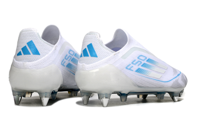 Men's Adidas F50 Elite Laceless SG Soft Ground Low-Tops Football Boots - White/Blue